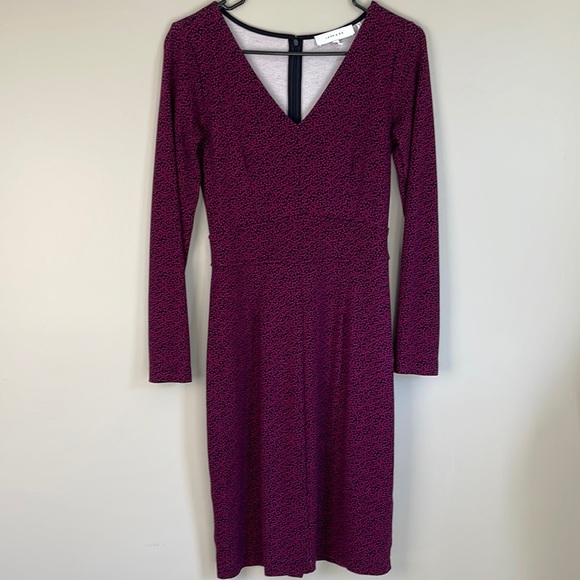 Lark & Ro Black &Pink print Long Sleeved Career Dress Size 2 - Picture 4 of 12